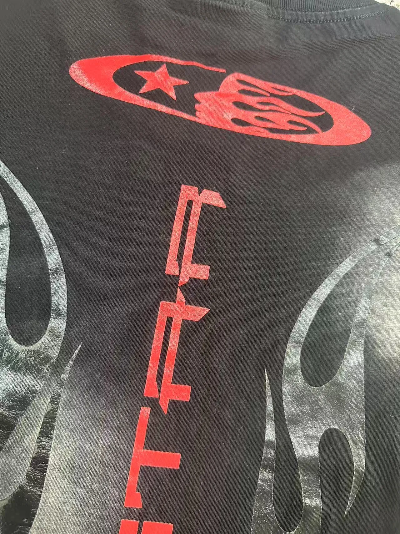 P124 Hellstar Hellstar Cross-border European and American style street fashion brand pure cotton T-shirt Fabric (fabric): 32 counts 250g washed combed double yarn pure cotton Size (size): S-M- L- X L Color (colour): Washed black (spray Ma Liu)