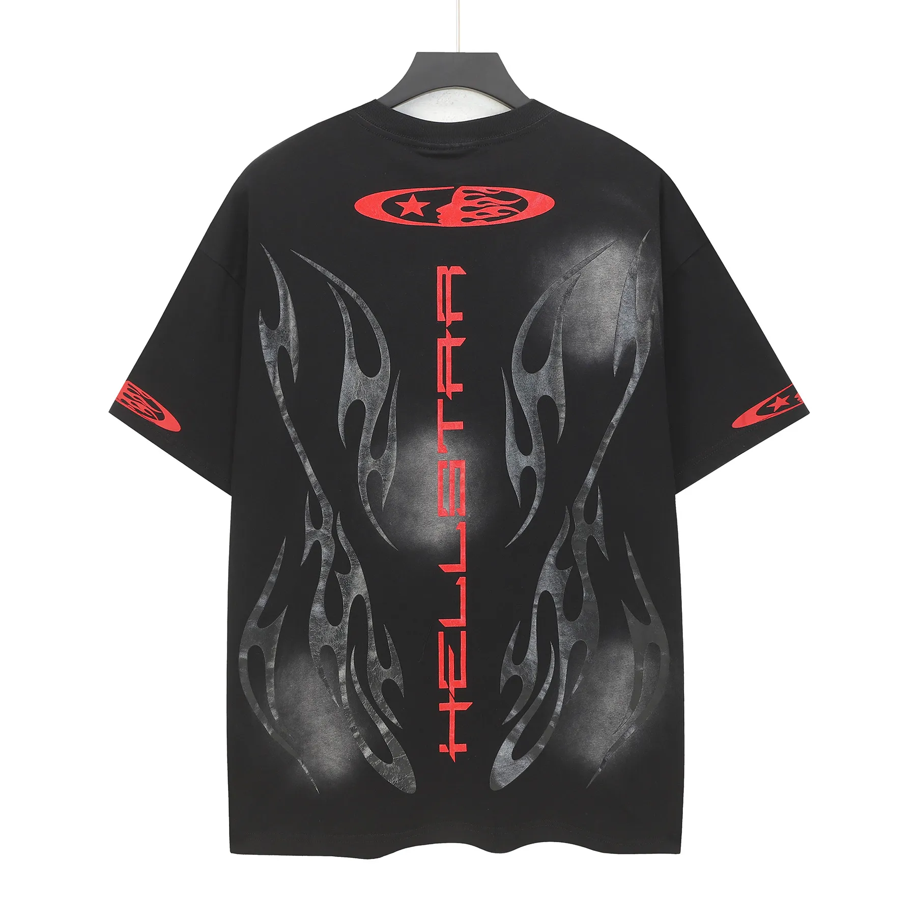 P124 Hellstar Hellstar Cross-border European and American style street fashion brand pure cotton T-shirt Fabric (fabric): 32 counts 250g washed combed double yarn pure cotton Size (size): S-M- L- X L Color (colour): Washed black (spray Ma Liu)