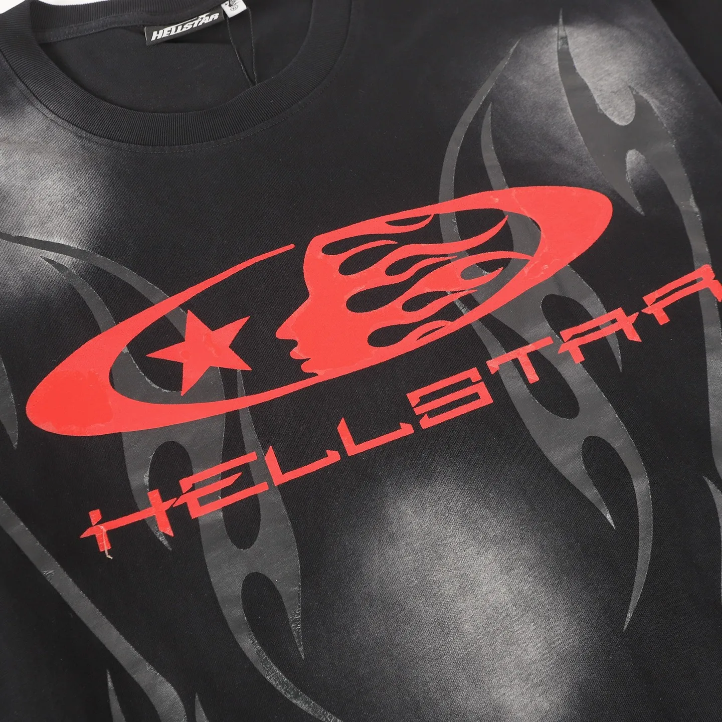P124 Hellstar Hellstar Cross-border European and American style street fashion brand pure cotton T-shirt Fabric (fabric): 32 counts 250g washed combed double yarn pure cotton Size (size): S-M- L- X L Color (colour): Washed black (spray Ma Liu)