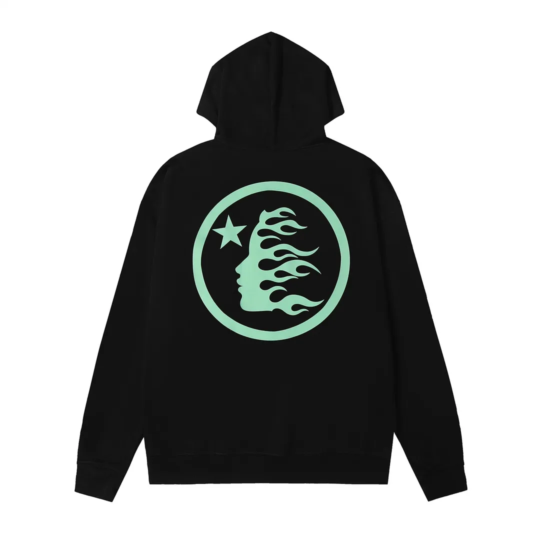 9910# P196 Ins American hip-hop trendy brand hellstar letter printed high street loose hooded pullover sweatshirt for men and women Color: Black White Size: S M L XL