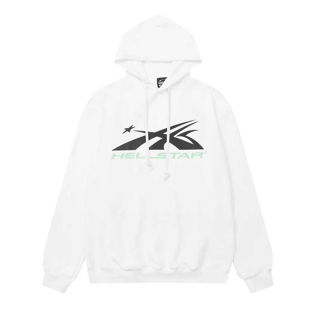 9910# P196 Ins American hip-hop trendy brand hellstar letter printed high street loose hooded pullover sweatshirt for men and women Color: Black White Size: S M L XL
