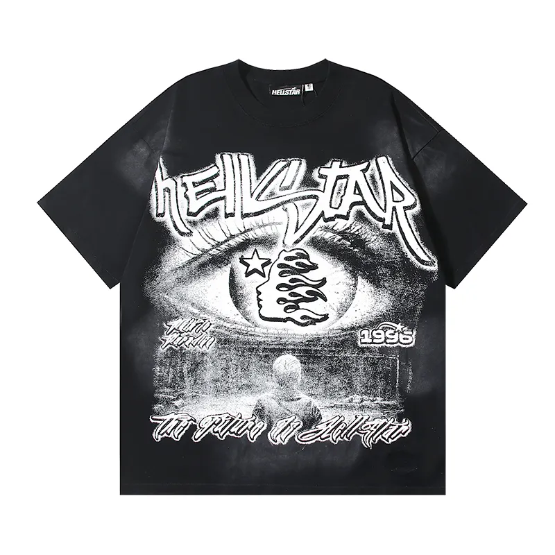 P130 6732#washed black Real shot Hellstar washed retro beauty trendy printed short-sleeved T-shirt Fabric: 250g 32 count fine cotton double yarn pure cotton Color: washed black Size: S M L XL