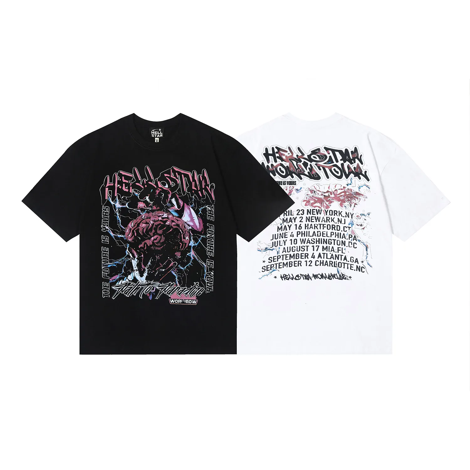6663# P116 Hellstar American fashion high street pure cotton loose short-sleeved T-shirt Color: White Black Size: S M L XL