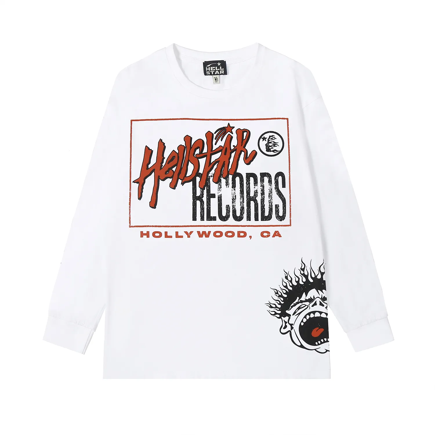 5519# P136 Hellstar Hellstar letter print lightning high street men and women hip-hop loose long-sleeved T-shirt Color: Black White Size: S M L XL