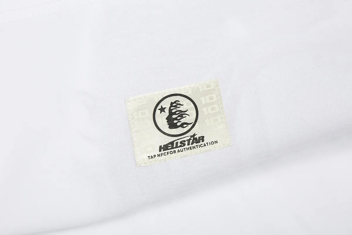 5519# P136 Hellstar Hellstar letter print lightning high street men and women hip-hop loose long-sleeved T-shirt Color: Black White Size: S M L XL