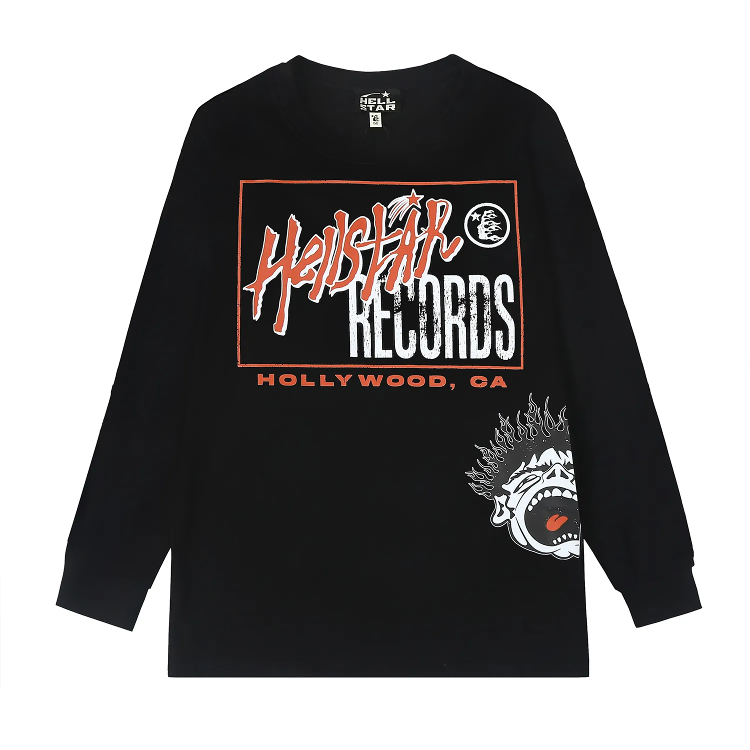 5519# P136 Hellstar Hellstar letter print lightning high street men and women hip-hop loose long-sleeved T-shirt Color: Black White Size: S M L XL