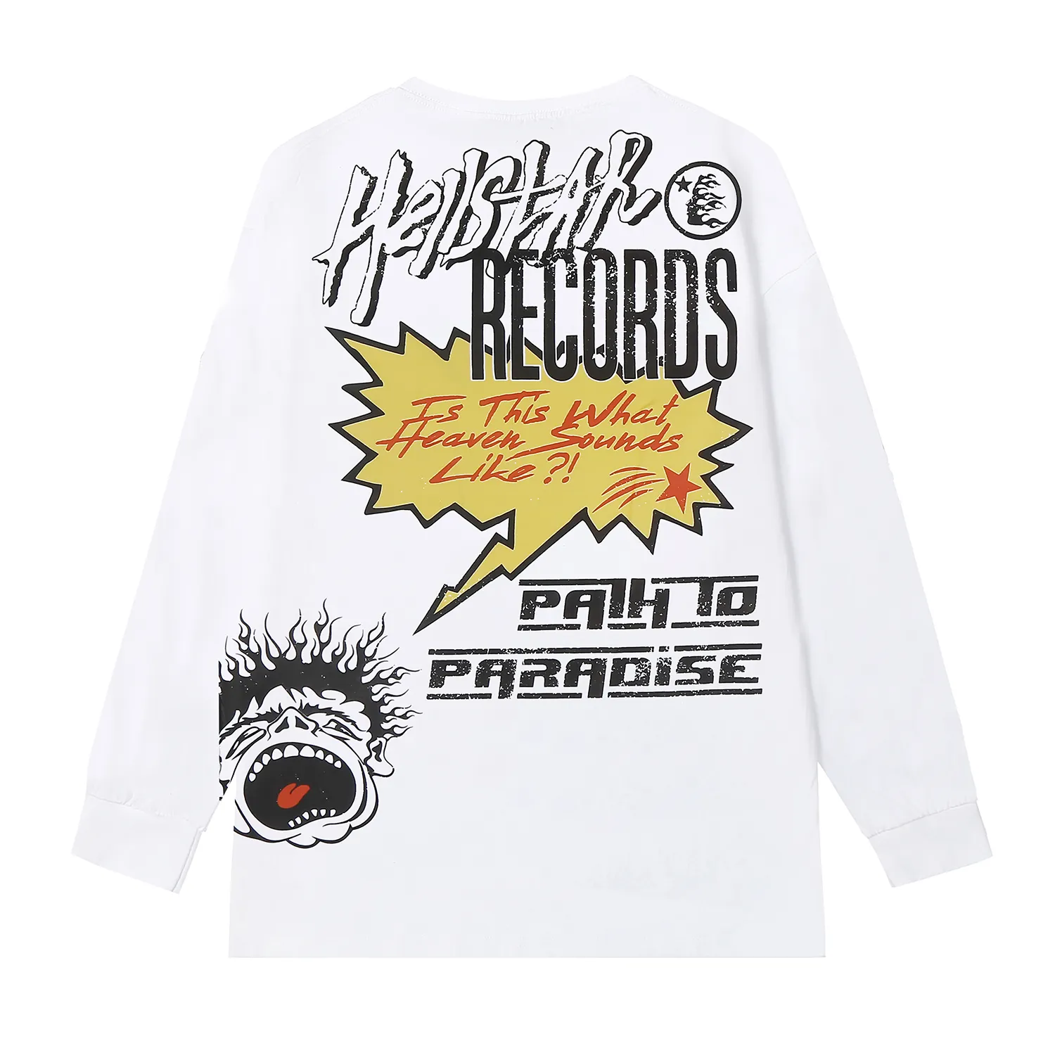 5519# P136 Hellstar Hellstar letter print lightning high street men and women hip-hop loose long-sleeved T-shirt Color: Black White Size: S M L XL