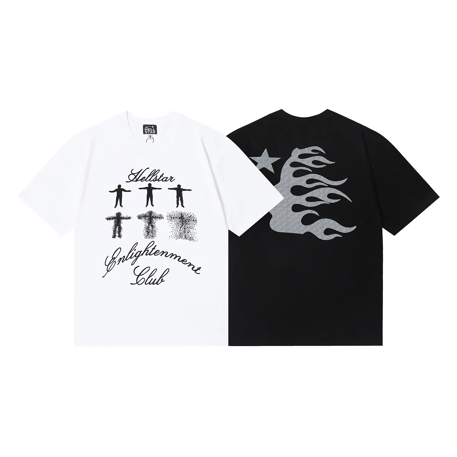6695# P116 Hellstar American fashion high street pure cotton loose short-sleeved T-shirt Color: White Black Size: S M L XL