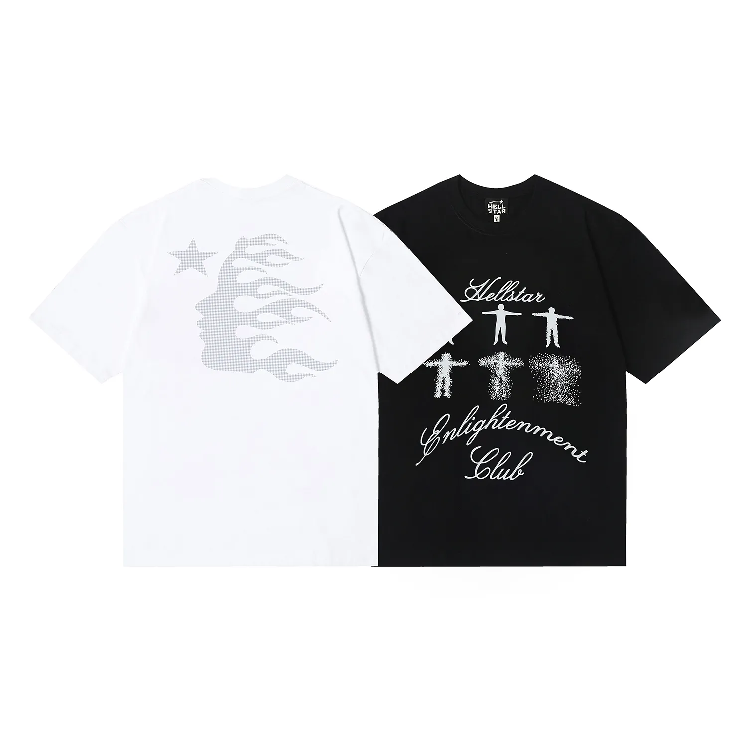 6695# P116 Hellstar American fashion high street pure cotton loose short-sleeved T-shirt Color: White Black Size: S M L XL