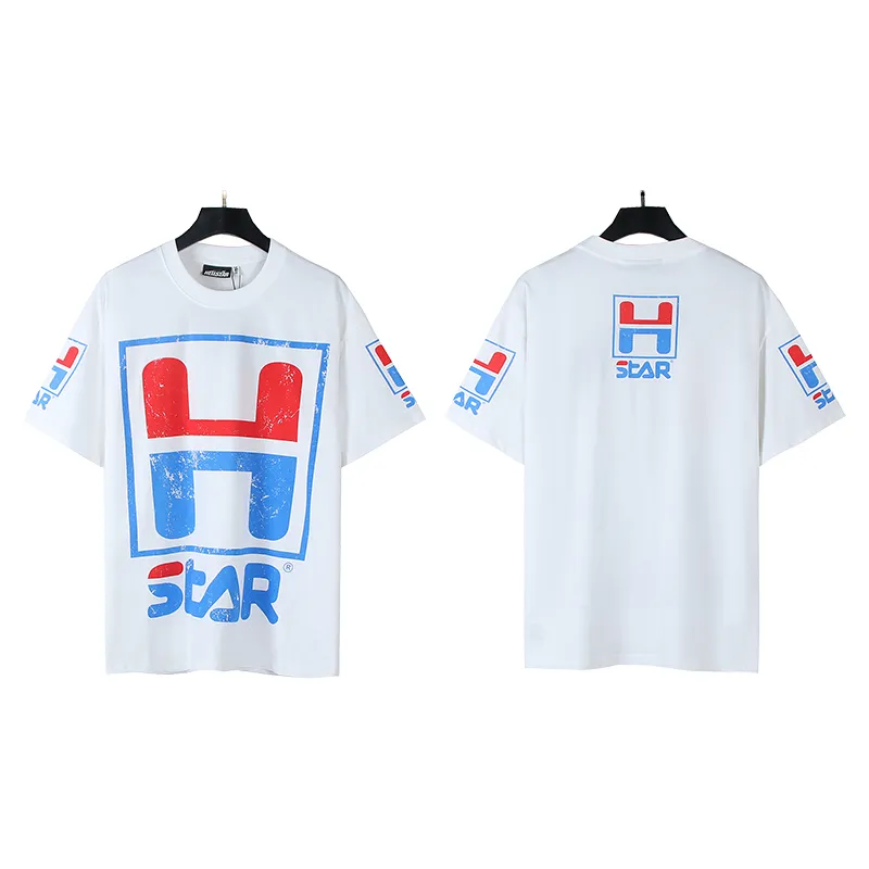 P110 5619# Real shot Hellstar Meichao high street pure cotton loose short-sleeved T-shirt Fabric: 240g 32 count fine cotton double yarn pure cotton Color: White Size: S M L XL