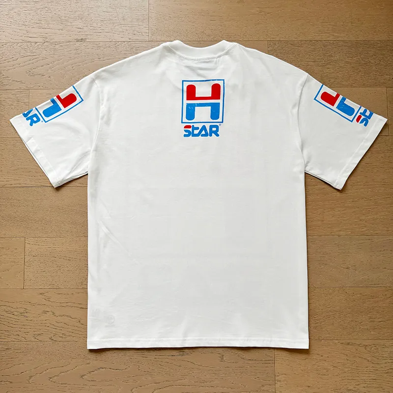P110 5619# Real shot Hellstar Meichao high street pure cotton loose short-sleeved T-shirt Fabric: 240g 32 count fine cotton double yarn pure cotton Color: White Size: S M L XL