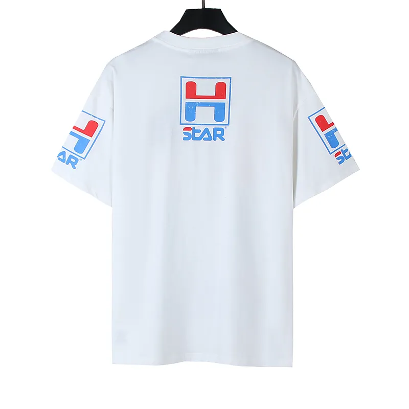 P110 5619# Real shot Hellstar Meichao high street pure cotton loose short-sleeved T-shirt Fabric: 240g 32 count fine cotton double yarn pure cotton Color: White Size: S M L XL