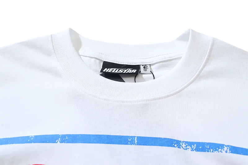 P110 5619# Real shot Hellstar Meichao high street pure cotton loose short-sleeved T-shirt Fabric: 240g 32 count fine cotton double yarn pure cotton Color: White Size: S M L XL