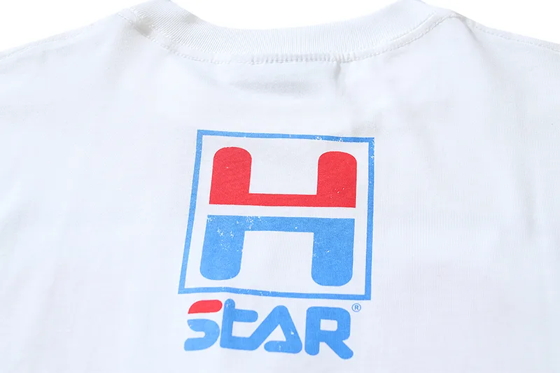 P110 5619# Real shot Hellstar Meichao high street pure cotton loose short-sleeved T-shirt Fabric: 240g 32 count fine cotton double yarn pure cotton Color: White Size: S M L XL