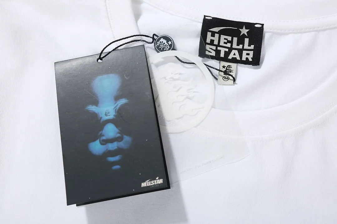 5515# P136 Hellstar Hellstar letter print lightning high street men and women hip-hop loose long-sleeved T-shirt Color: White Size: S M L XL