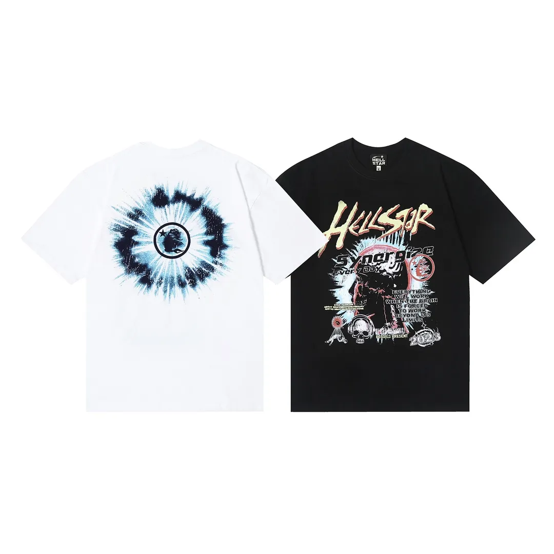 6633# P112 Hellstar American fashion high street pure cotton loose short-sleeved T-shirt Color: White Black Size: S M L XL