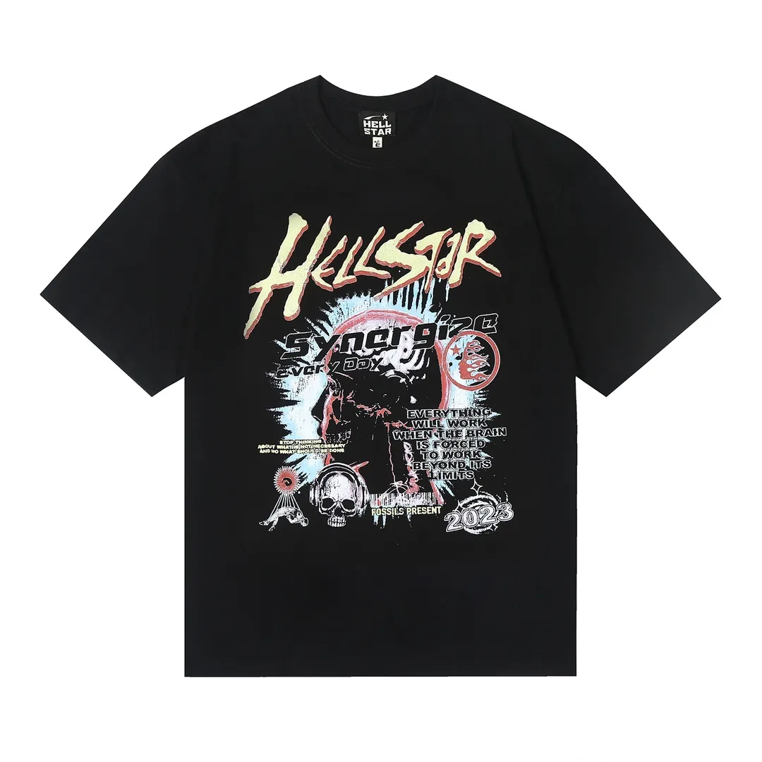6633# P112 Hellstar American fashion high street pure cotton loose short-sleeved T-shirt Color: White Black Size: S M L XL