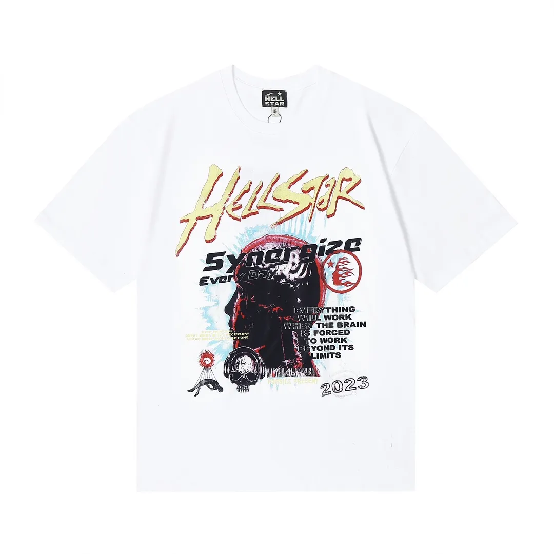6633# P112 Hellstar American fashion high street pure cotton loose short-sleeved T-shirt Color: White Black Size: S M L XL