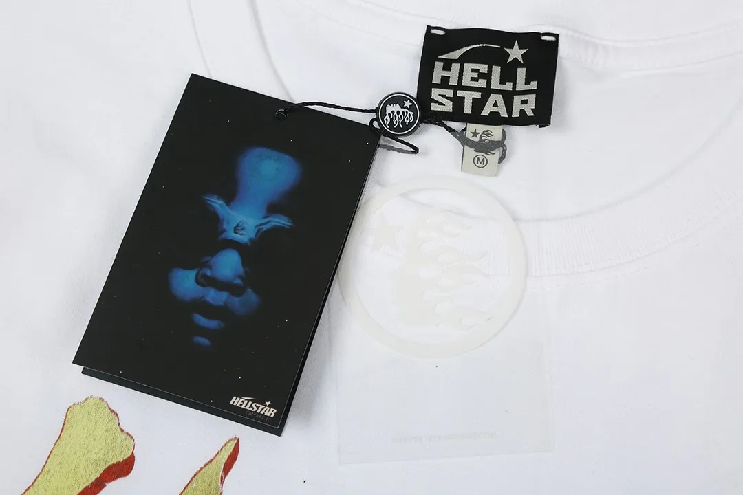 6633# P112 Hellstar American fashion high street pure cotton loose short-sleeved T-shirt Color: White Black Size: S M L XL