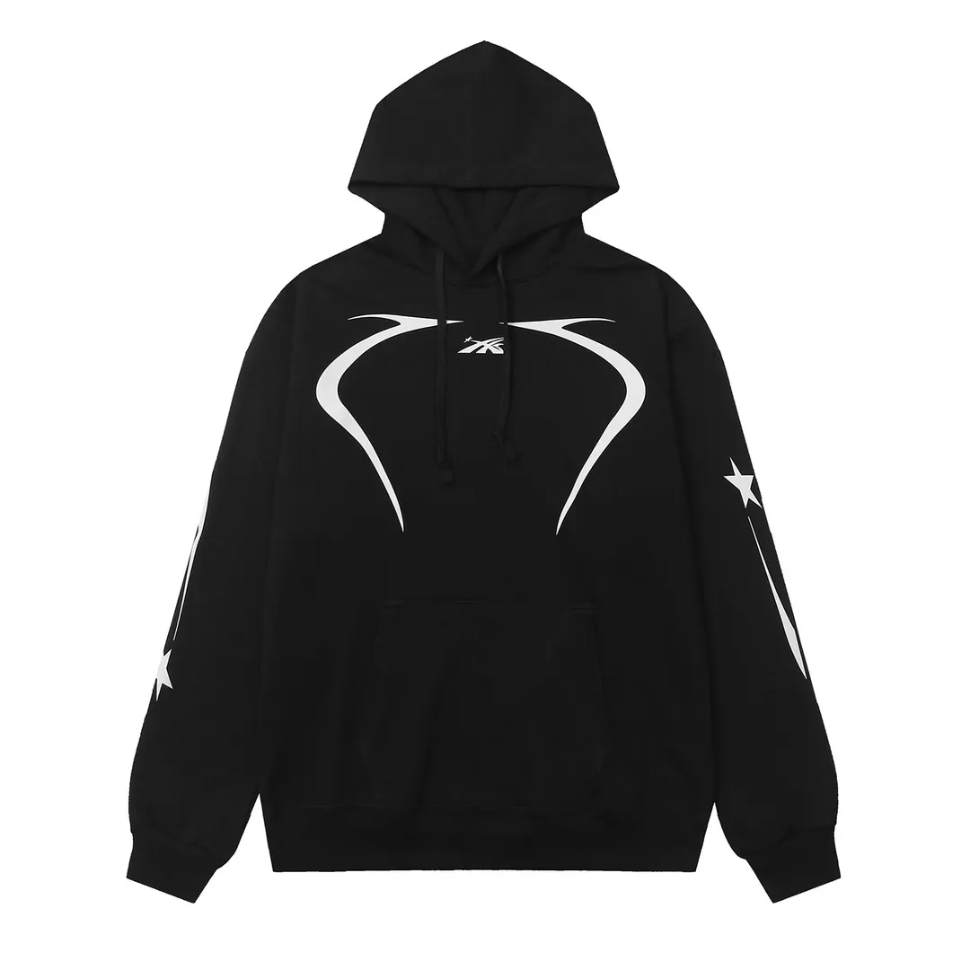 9908# P200 Ins American hip-hop trendy brand hellstar letter printed high street loose hooded pullover sweatshirt for men and women Color: Black White Size: S M L XL