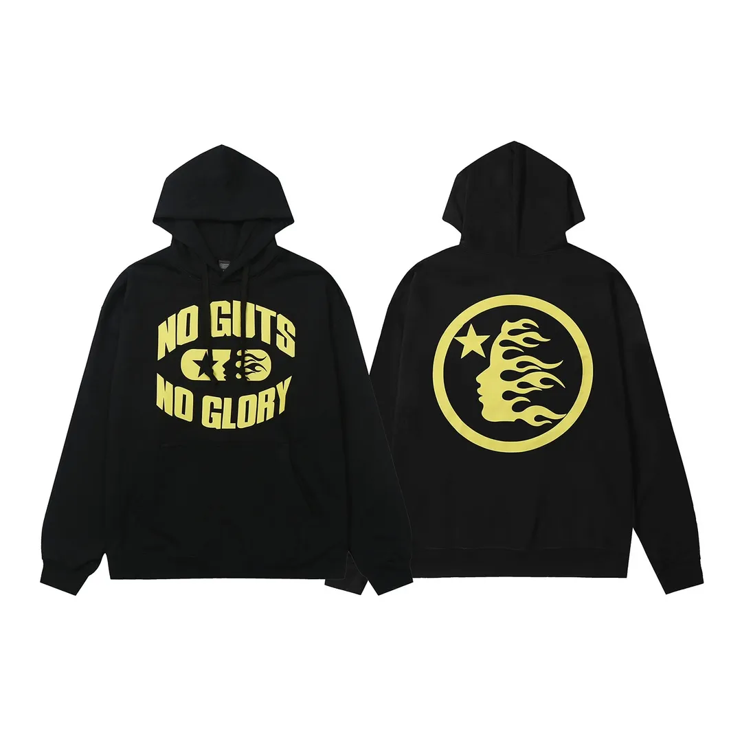 9907# P196 Ins American hip-hop trendy brand hellstar letter printed high street loose hooded pullover sweatshirt for men and women Color: Black Size: S M L XL