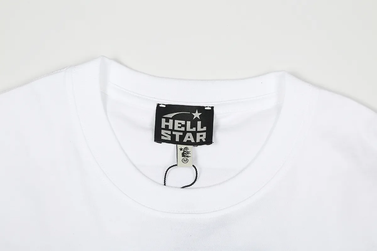 6693# P116 Hellstar American fashion high street pure cotton loose short-sleeved T-shirt Color: White Apricot Code number: S M L XL