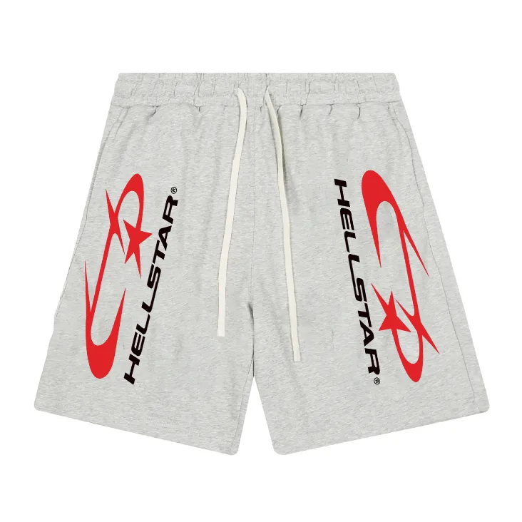 1122# P150 Hellstar pure cotton terry 350g printed casual shorts Color: black floral gray Size: S M L XL
