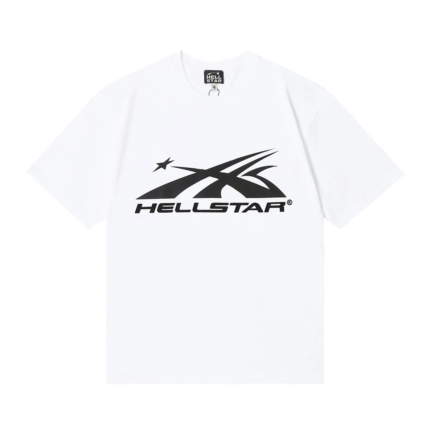 6692# P112 Hellstar American fashion high street pure cotton loose short-sleeved T-shirt Color: White Apricot Black Size: S M L XL