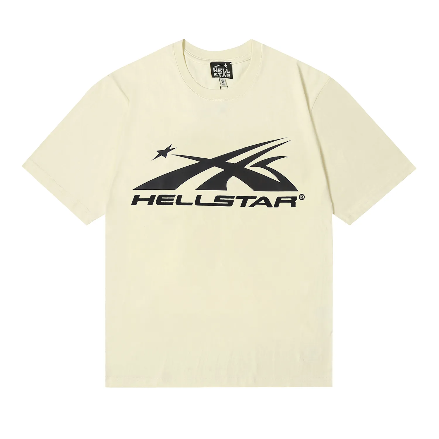 6692# P112 Hellstar American fashion high street pure cotton loose short-sleeved T-shirt Color: White Apricot Black Size: S M L XL