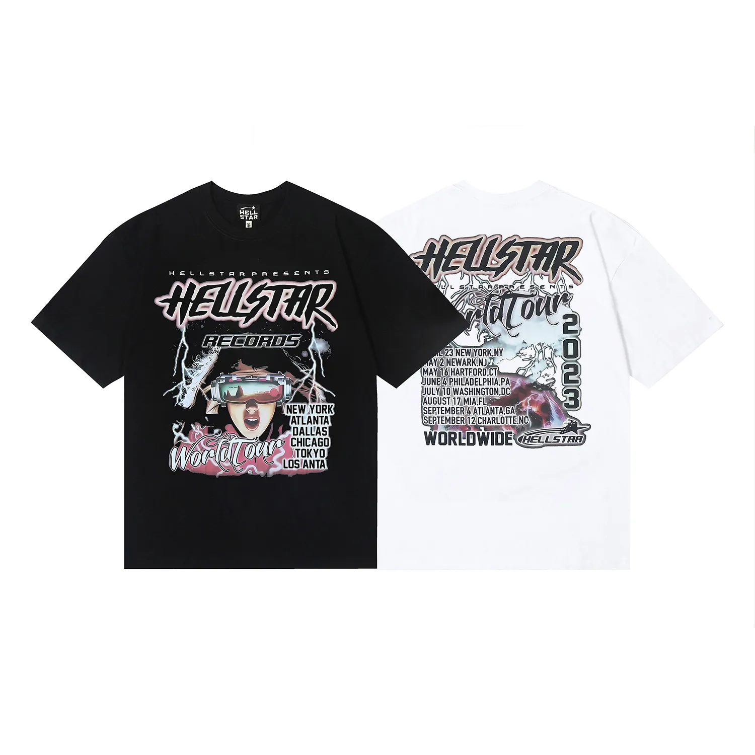 6665# P116 Hellstar American fashion high street pure cotton loose short-sleeved T-shirt Color: White Black Size: S M L XL