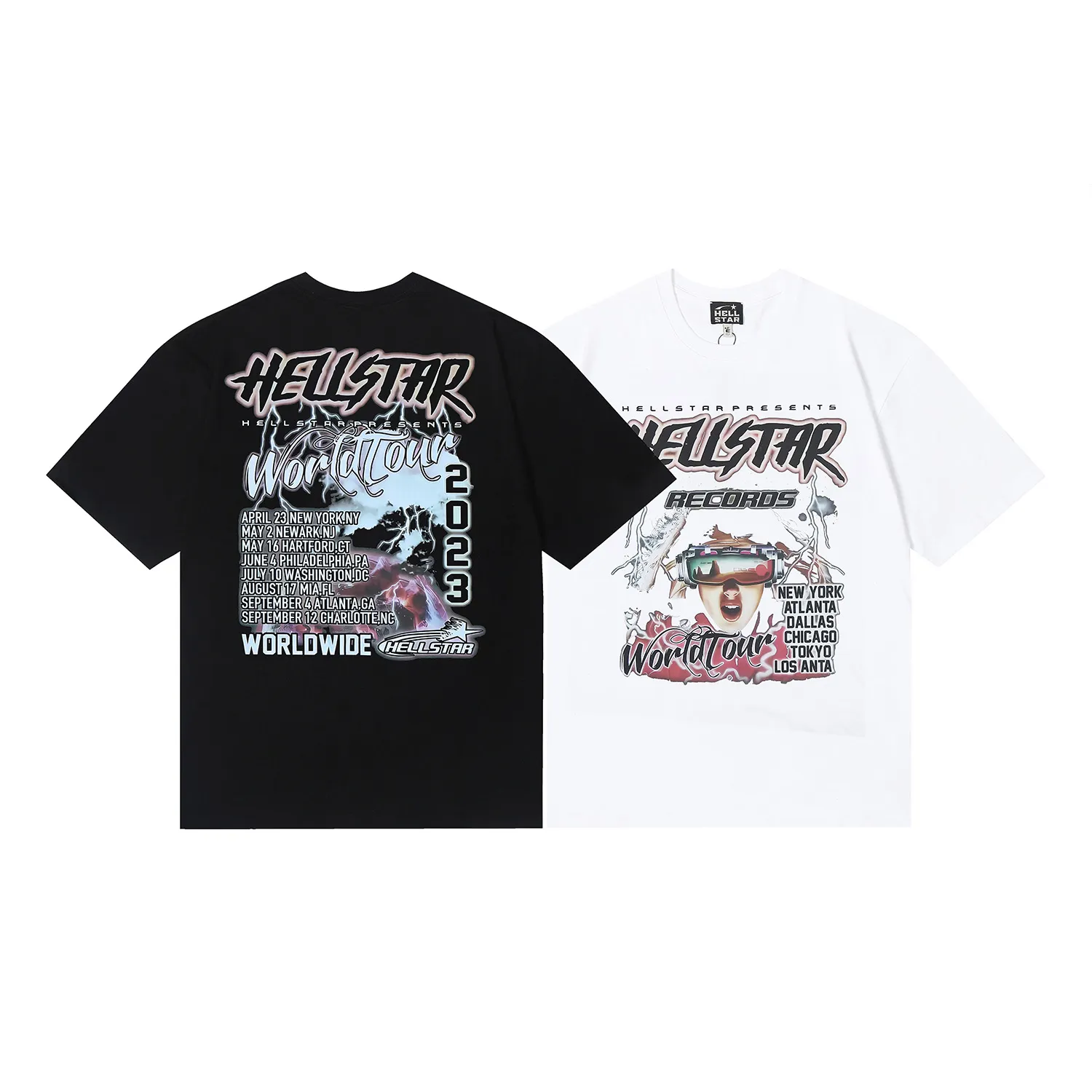 6665# P116 Hellstar American fashion high street pure cotton loose short-sleeved T-shirt Color: White Black Size: S M L XL