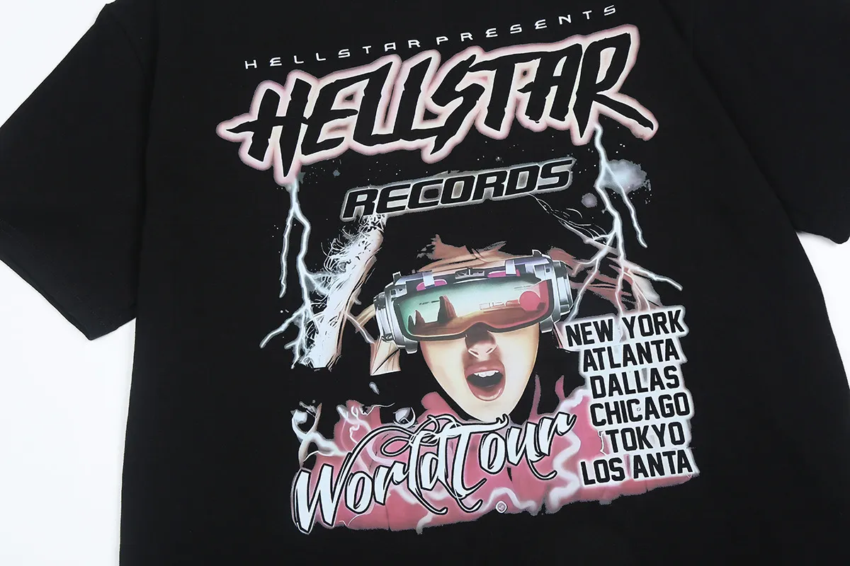 6665# P116 Hellstar American fashion high street pure cotton loose short-sleeved T-shirt Color: White Black Size: S M L XL