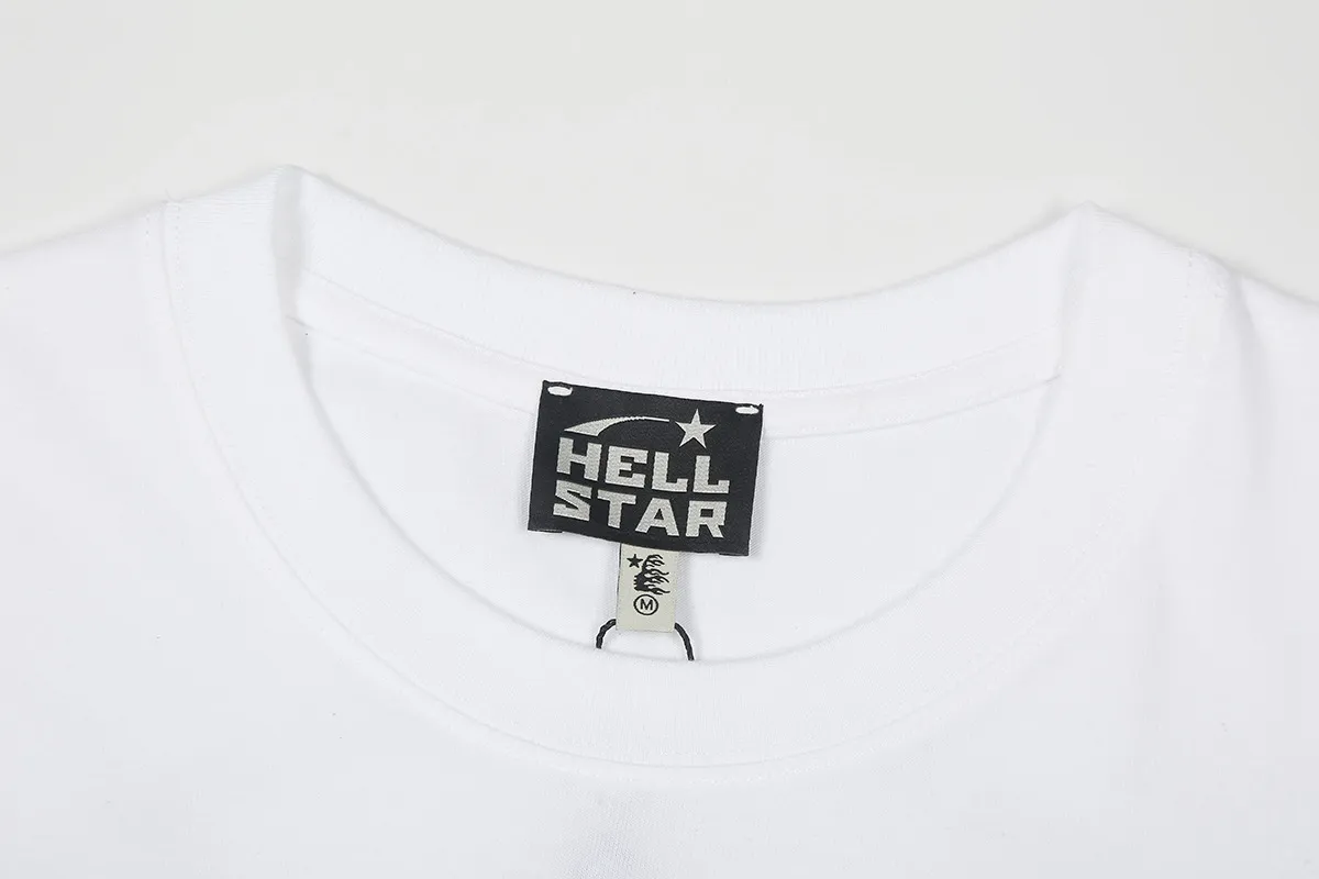 6827# P112 Hellstar American fashion high street pure cotton loose short-sleeved T-shirt Color: White Size: S M L XL