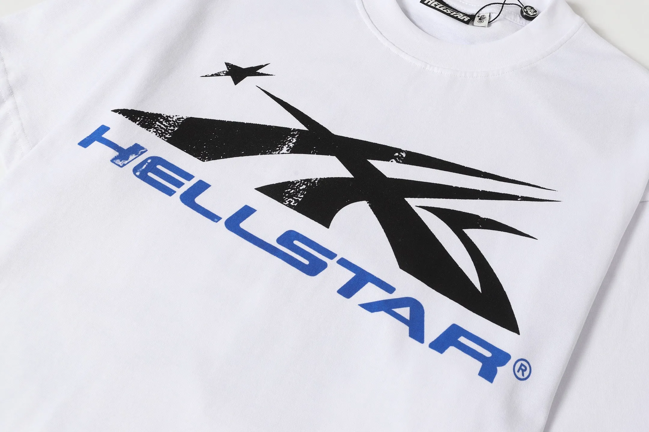 P108 Real-stock Hellstar Cross-border European and American style, street fashion brand pure cotton T-shirt Fabric (fabric): 32 pieces of 240g heavy combed double yarn pure cotton Size (size): S-M- L- X L Color (colour): white