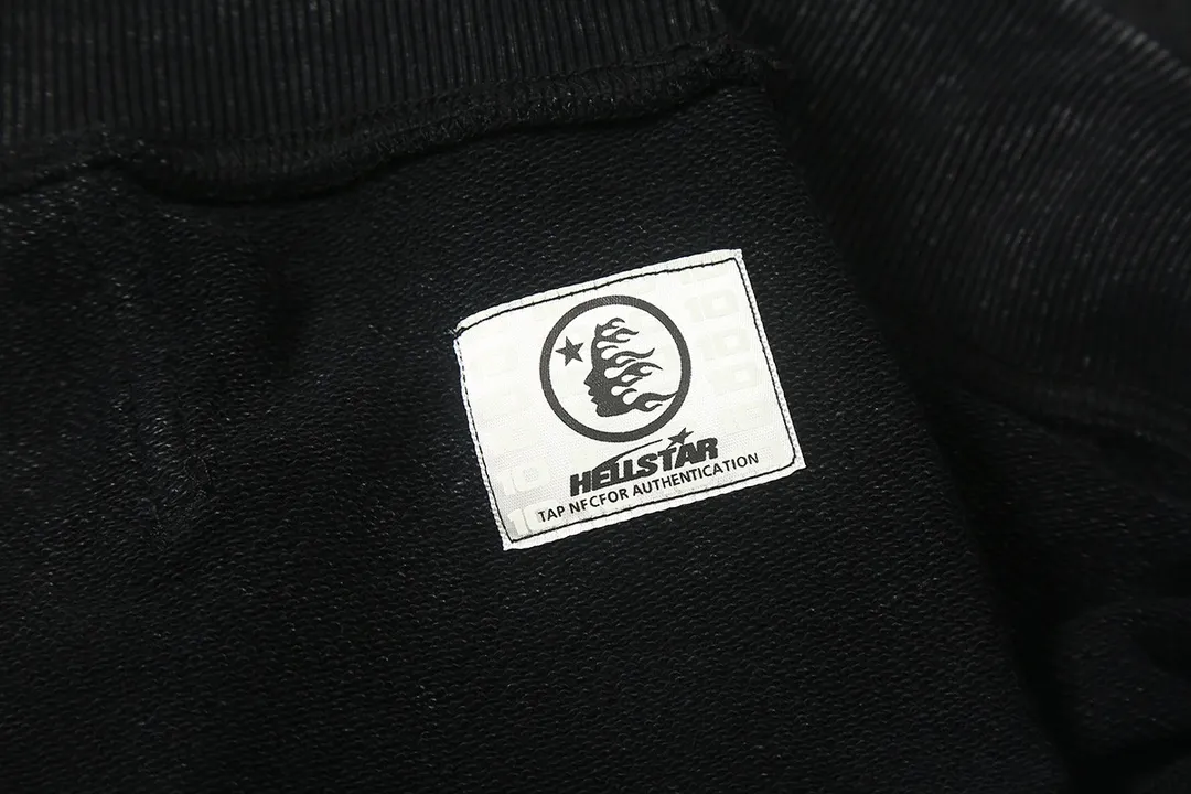 3301# P212 wash water ins American niche trendy brand Hell Star letter print high street men and women loose hooded pullover distressed sweatshirt Color: Black Size: S M L XL