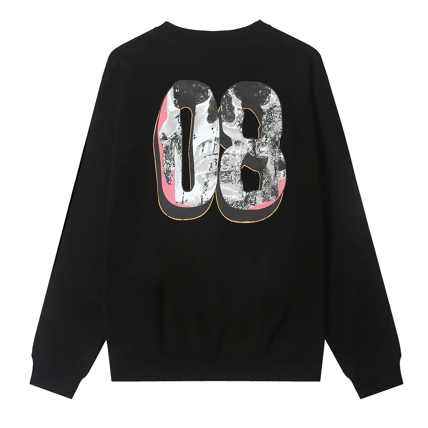 8840# P160 Hellstar high-quality Hellstar American trendy printed cotton terry crew neck sweatshirt Color: White Black Size: S M L XL