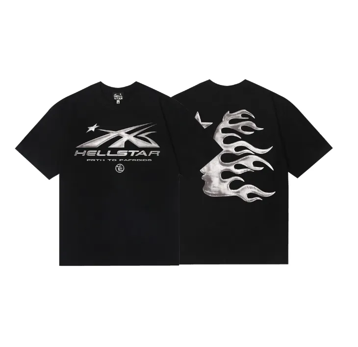6733# P112 Hellstar American fashion high street pure cotton loose short-sleeved T-shirt Color: Black Size: S M L XL