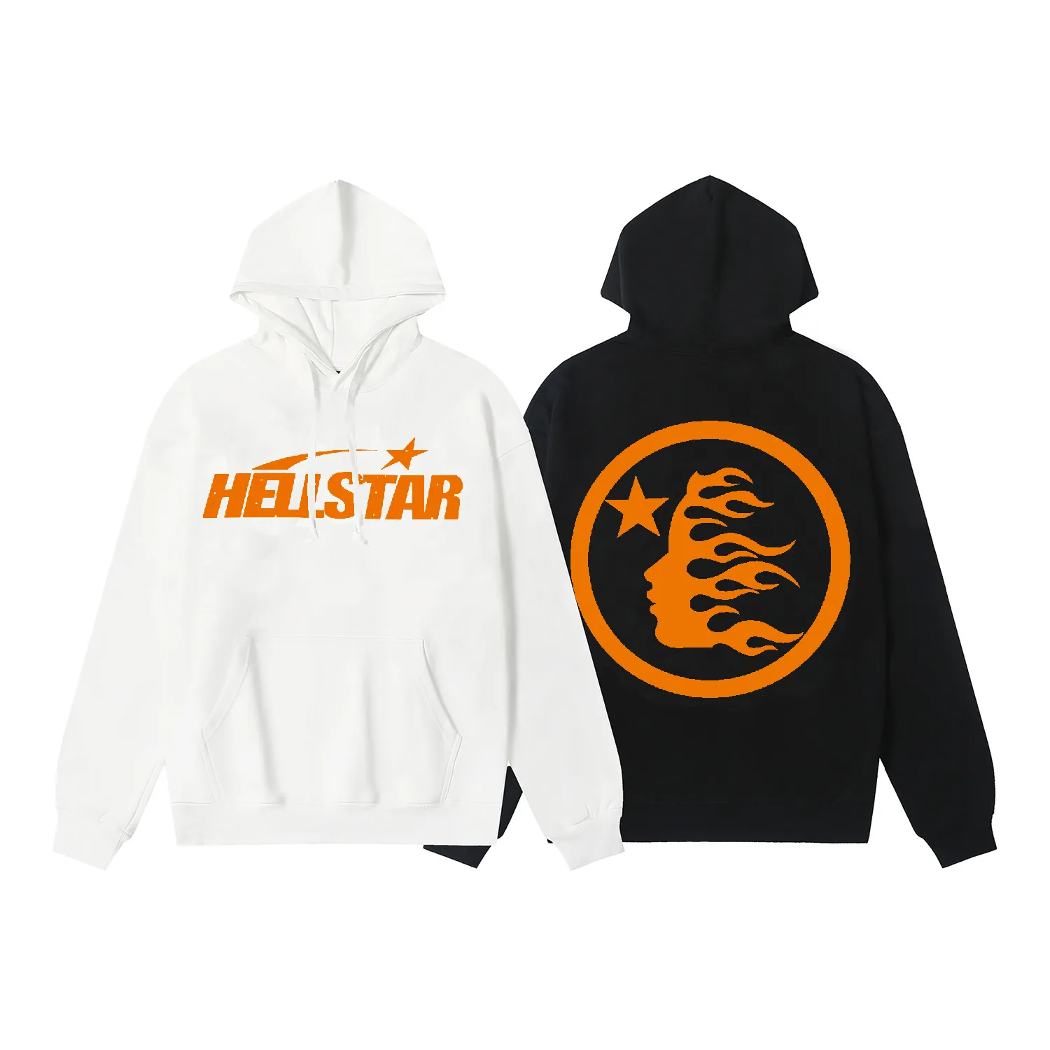 9915# P196 Ins American hip-hop trendy brand hellstar letter printed high street loose hooded pullover sweatshirt for men and women Color: Black White Size: S M L XL