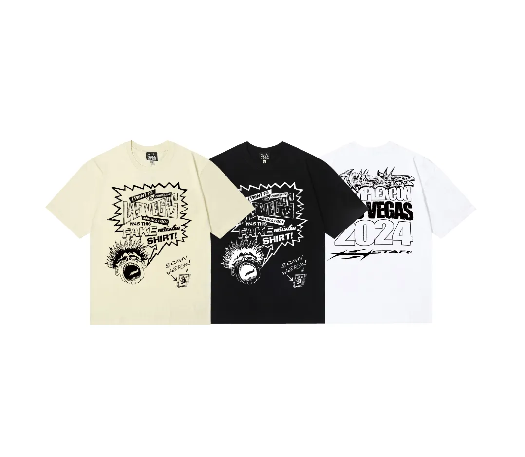 6705# P116 Hellstar American fashion high street pure cotton loose short-sleeved T-shirt Color: White Black Apricot Code Number: S M L XL