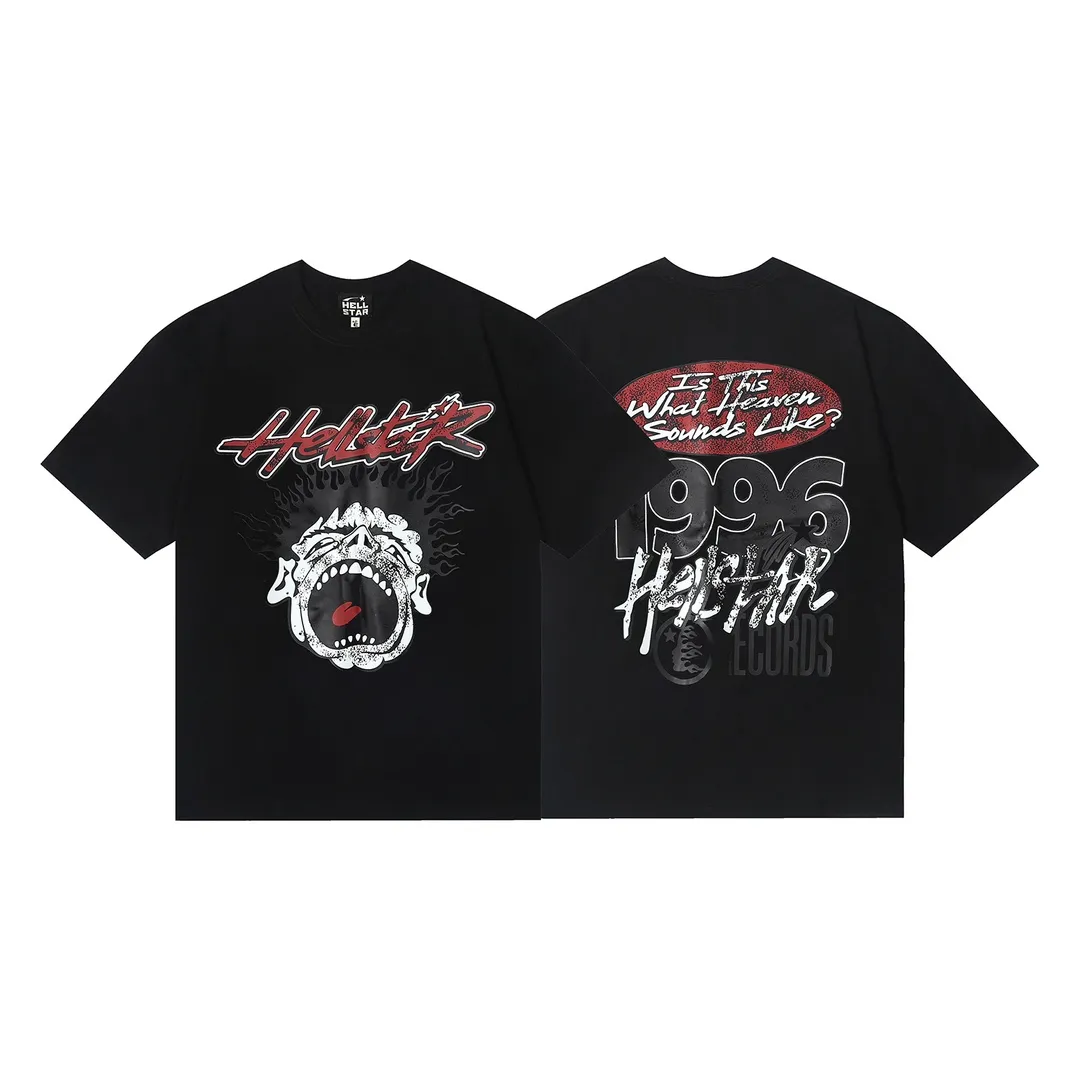 6616# P116 Hellstar short-sleeved Hellstar Rapper star trendy brand American fashionable printed high street retro T-shirt Color: Black Size: S M L XL