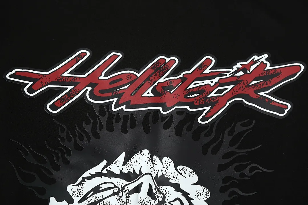 6616# P116 Hellstar short-sleeved Hellstar Rapper star trendy brand American fashionable printed high street retro T-shirt Color: Black Size: S M L XL