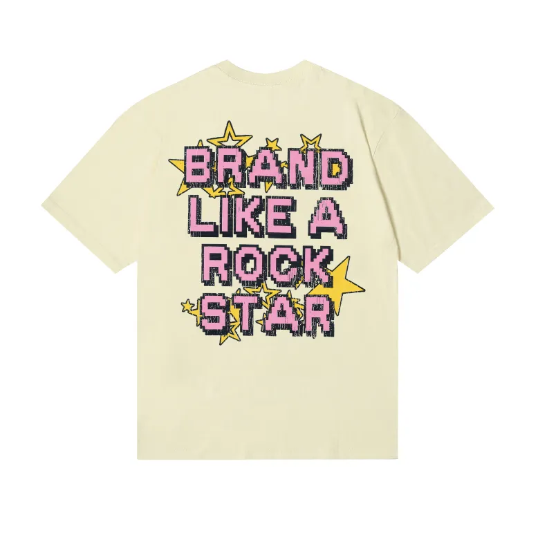 6736# P116 Hellstar American fashion high street pure cotton loose short-sleeved T-shirt Color: White Apricot Code Number: S M L XL