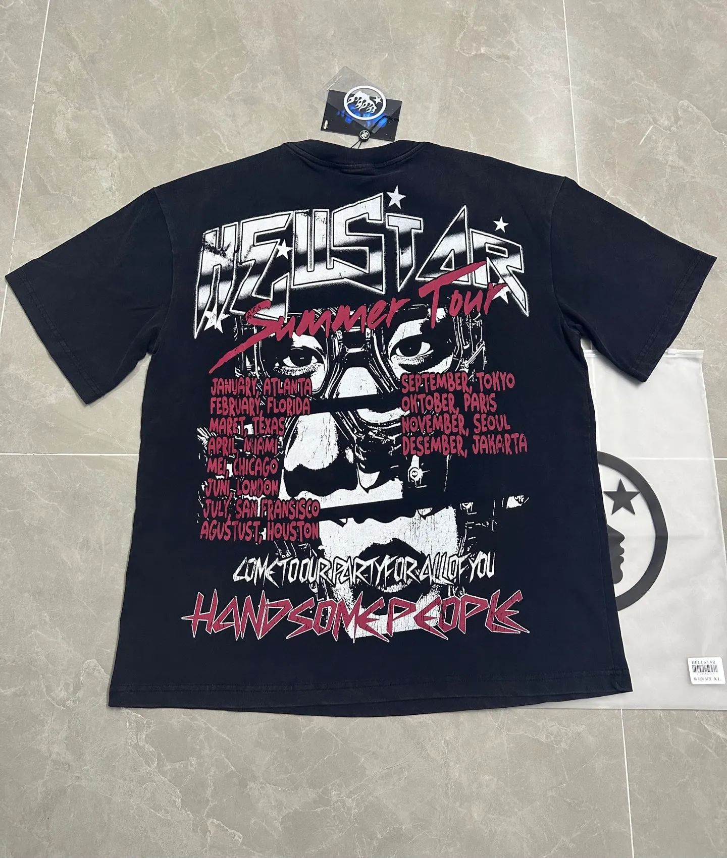 P124 952# Washed Black I Hellstar Cross-border European and American style street fashion brand pure cotton T-shirt Fabric (fabric): 32 counts 250g washed combed double yarn pure cotton Size (size): S-M- L- X L Color (colour): Washed black