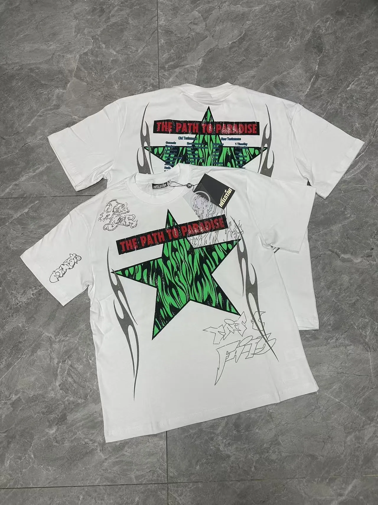 P108 Real-stock Hellstar Cross-border European and American style, street fashion brand pure cotton T-shirt Fabric (fabric): 32 pieces of 240g heavy combed double yarn pure cotton Size (size): S-M- L- X L Color (colour): white