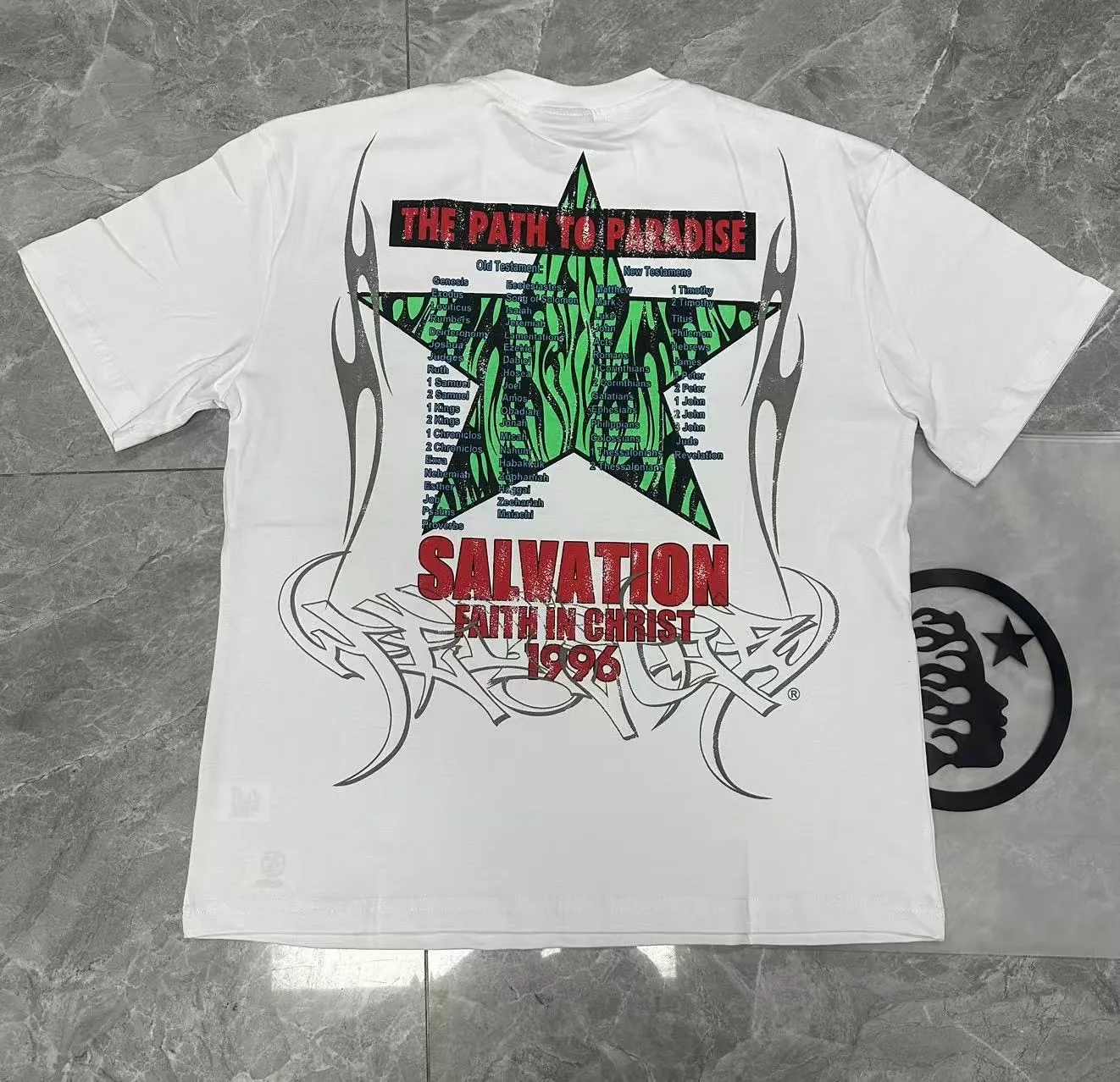 P108 Real-stock Hellstar Cross-border European and American style, street fashion brand pure cotton T-shirt Fabric (fabric): 32 pieces of 240g heavy combed double yarn pure cotton Size (size): S-M- L- X L Color (colour): white