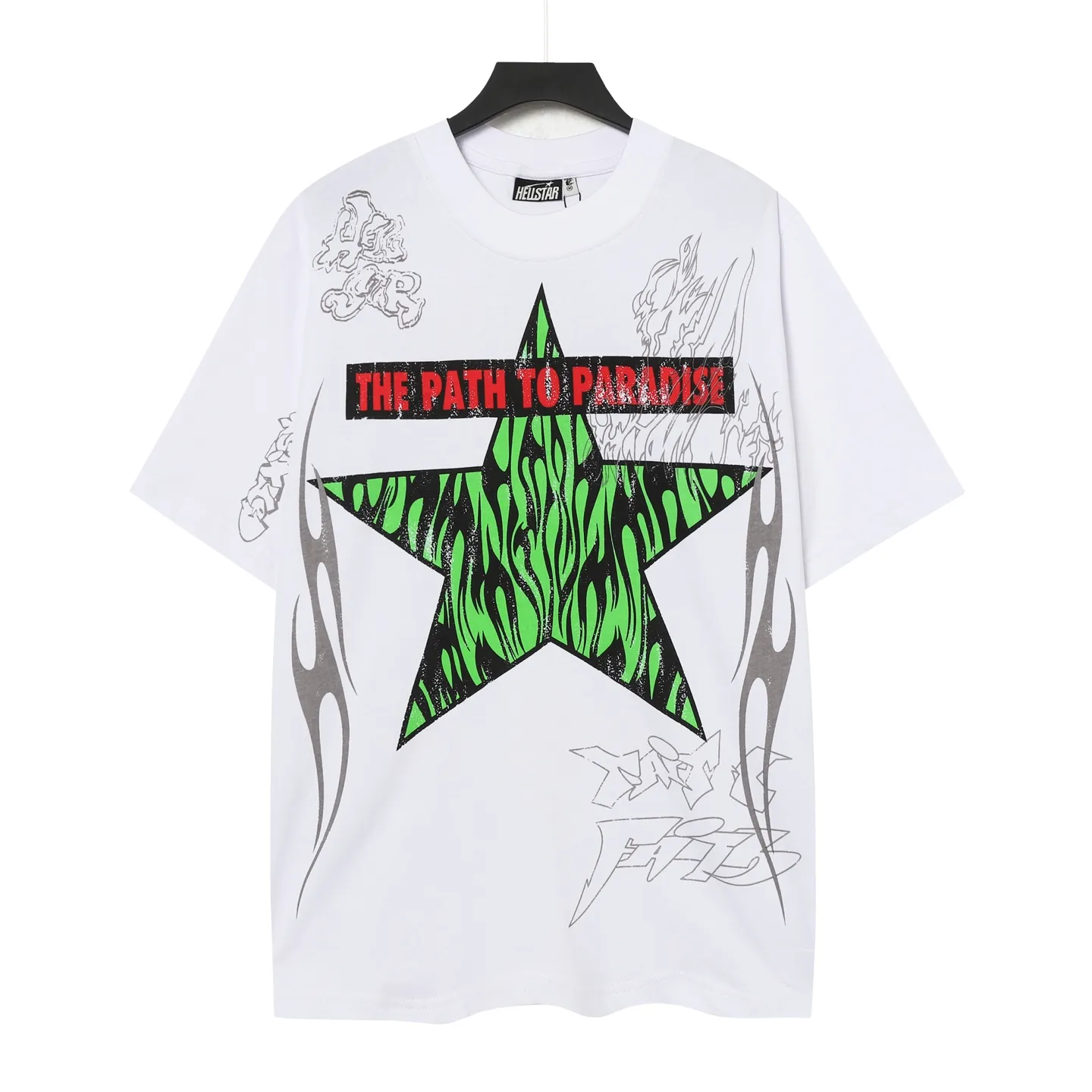 P108 Real-stock Hellstar Cross-border European and American style, street fashion brand pure cotton T-shirt Fabric (fabric): 32 pieces of 240g heavy combed double yarn pure cotton Size (size): S-M- L- X L Color (colour): white
