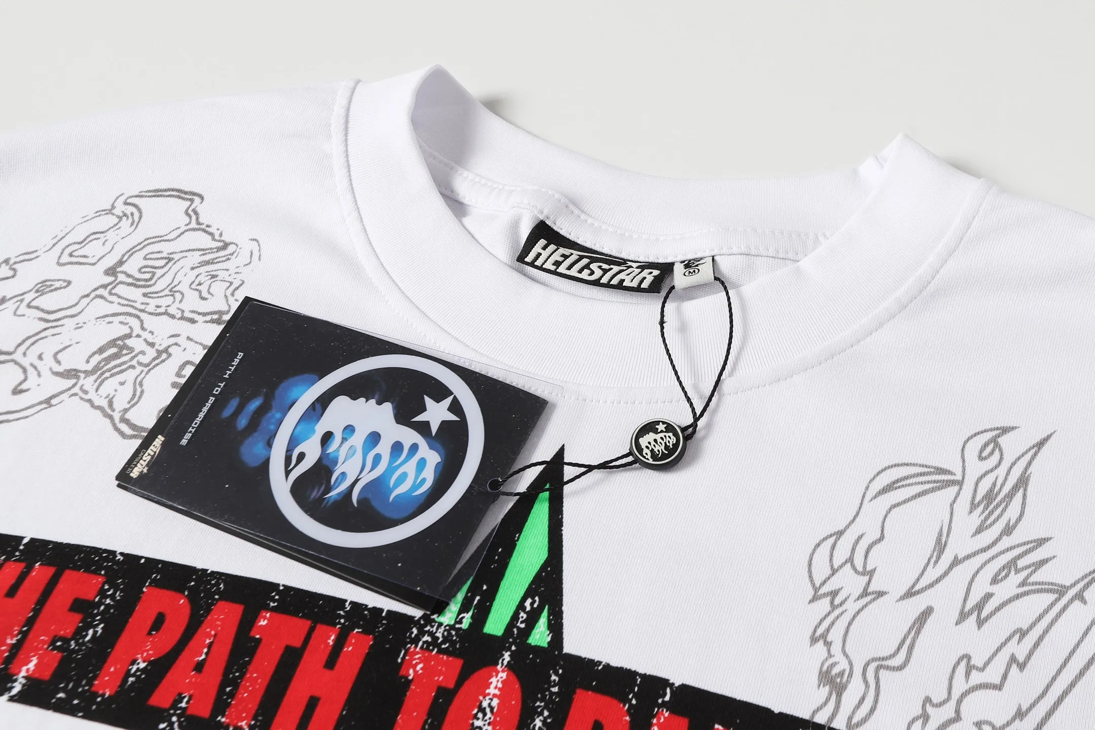 P108 Real-stock Hellstar Cross-border European and American style, street fashion brand pure cotton T-shirt Fabric (fabric): 32 pieces of 240g heavy combed double yarn pure cotton Size (size): S-M- L- X L Color (colour): white