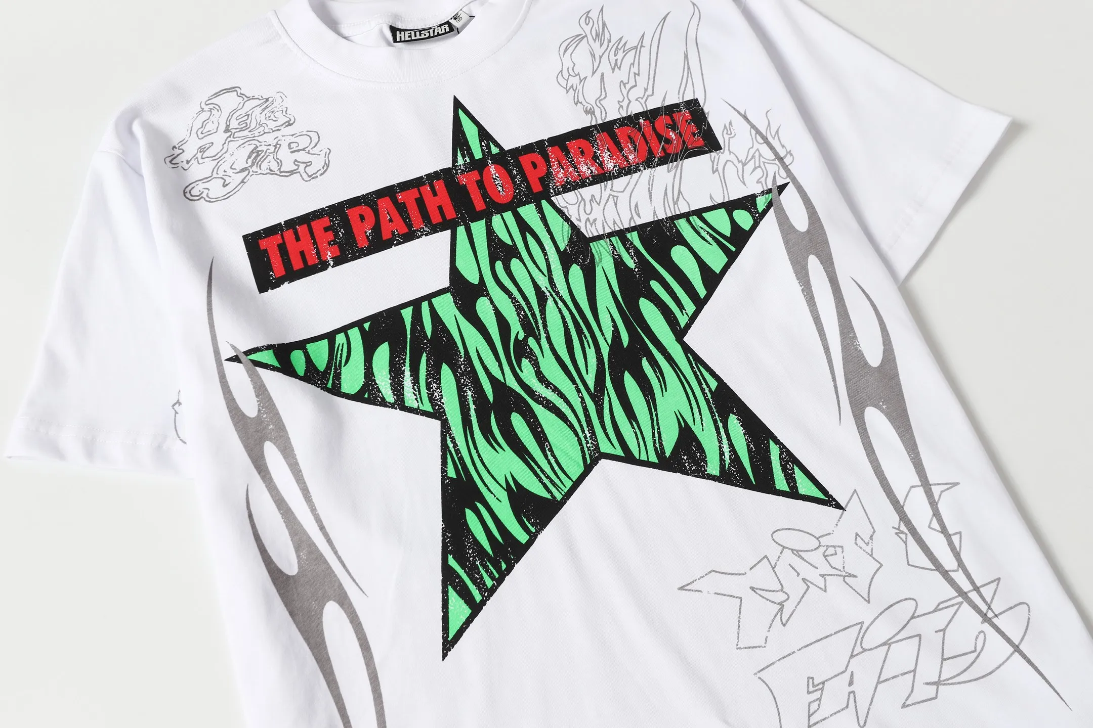 P108 Real-stock Hellstar Cross-border European and American style, street fashion brand pure cotton T-shirt Fabric (fabric): 32 pieces of 240g heavy combed double yarn pure cotton Size (size): S-M- L- X L Color (colour): white