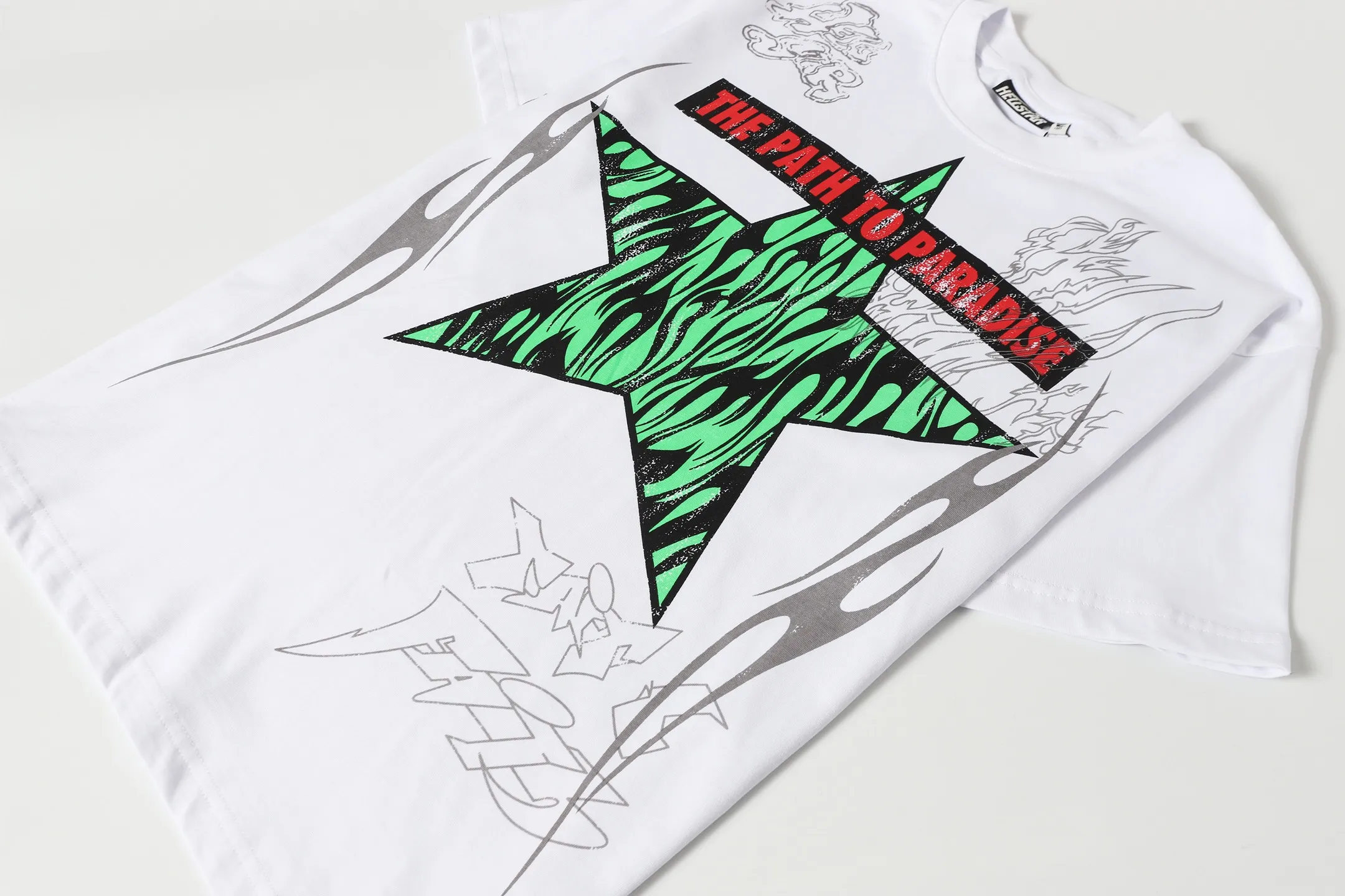 P108 Real-stock Hellstar Cross-border European and American style, street fashion brand pure cotton T-shirt Fabric (fabric): 32 pieces of 240g heavy combed double yarn pure cotton Size (size): S-M- L- X L Color (colour): white