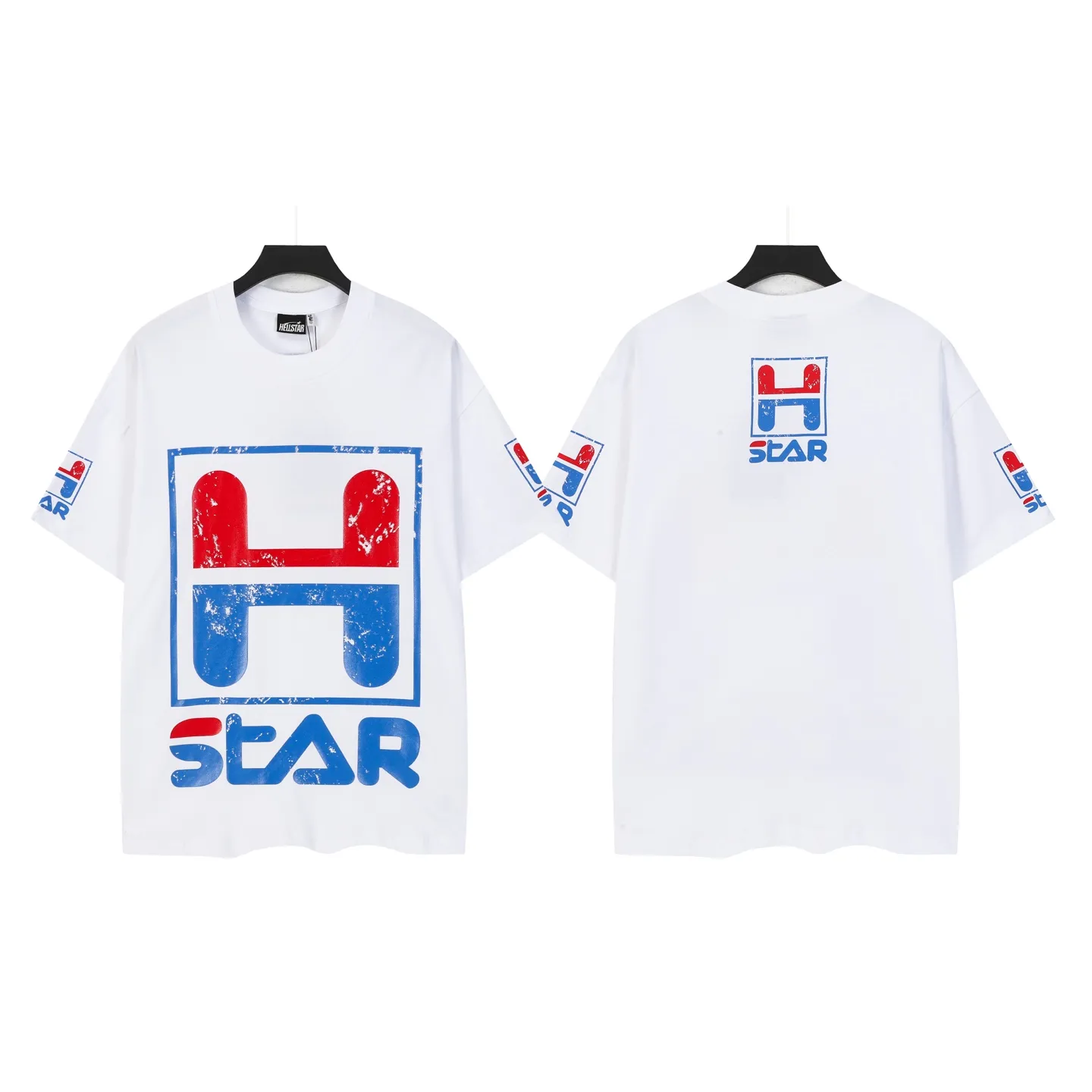 P108 Real-stock Hellstar Cross-border European and American style, street fashion brand pure cotton T-shirt Fabric (fabric): 32 pieces of 240g heavy combed double yarn pure cotton Size (size): S-M- L- X L Color (colour): white